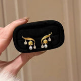 Asymmetrical Lily of the Valley Pearl Earrings - Handcrafted Harmony for Everyday Elegance