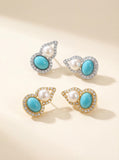 Wild Freshwater Pearl & Turquoise Double Gourd Earrings | Luxe Nature Motif