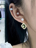 Lucky Clover Mist-Pearl Drop Earrings