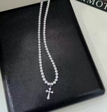 Guardian Light - Cult Cross with Natural Freshwater Pearl Pendant Necklace