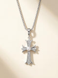 Guardian Light - Cult Cross with Natural Freshwater Pearl Pendant Necklace