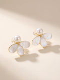 Wild Pearl Floral Stud Earrings | Lightweight Freshwater Pearl & Mother-of-Pearl