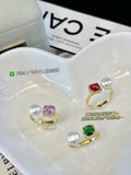 Wild Pearl & Gemstone Open Ring - Timeless Elegance for Every Occasion
