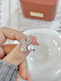 Wild Freshwater Pearl Butterfly Ring with Cubic Zirconia Accents