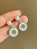 Breathable Pearl Donut Earrings - Dual Side Wear Silver