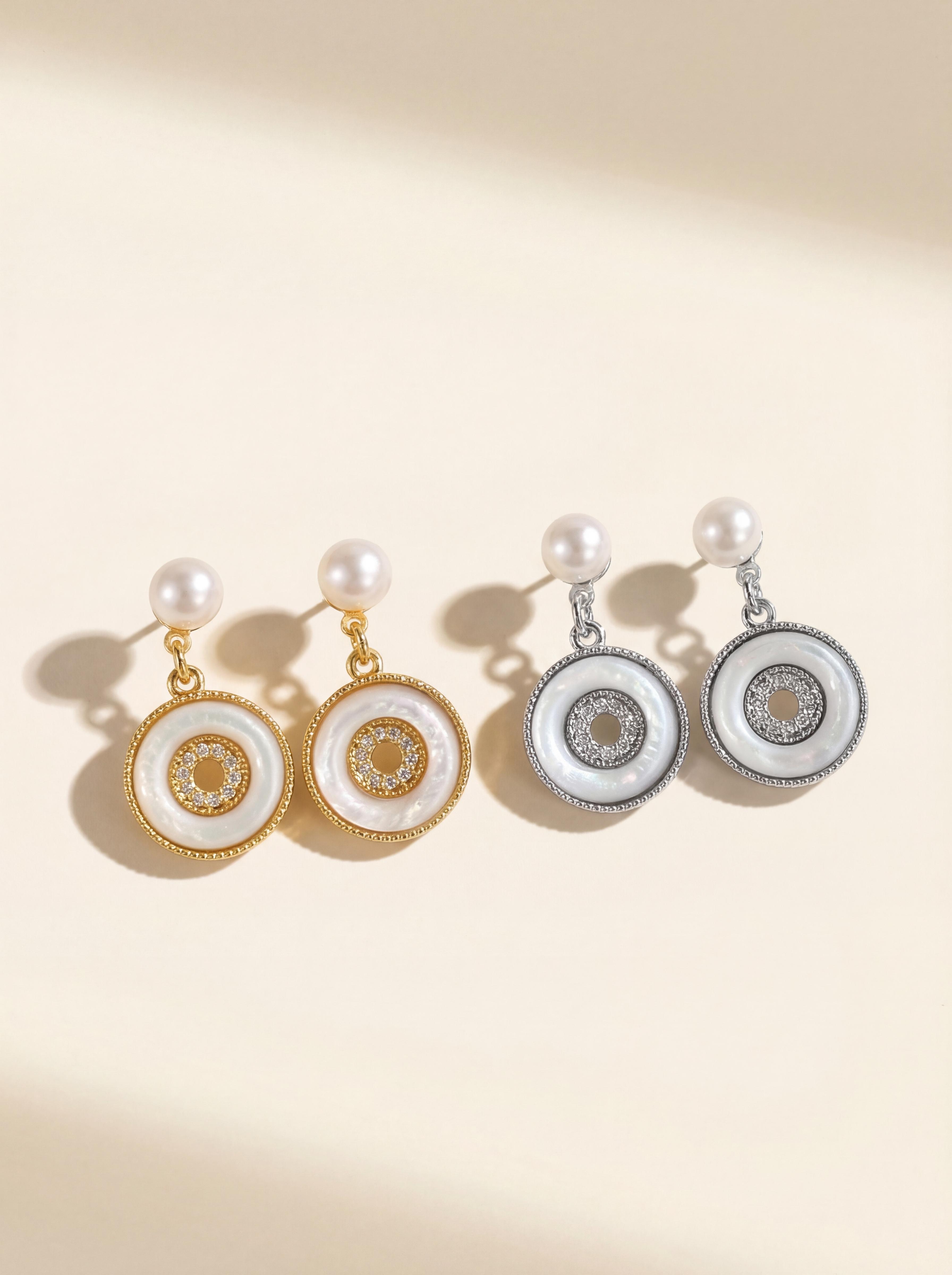 Breathable Pearl Donut Earrings - Dual Side Wear