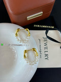 French Vintage Hoop Earrings with Freshwater Pearls