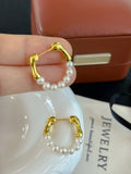 French Vintage Hoop Earrings with Freshwater Pearls