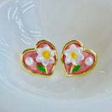 Wild Freshwater Pearl Heart Earrings | Vintage French Romance | Limited Edition Pink