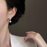 Ocean Whispers: Vintage Blue Topaz & Freshwater Pearl Drop Earrings