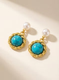 Vintage Knot Wild Freshwater Pearl Turquoise Stud Earrings
