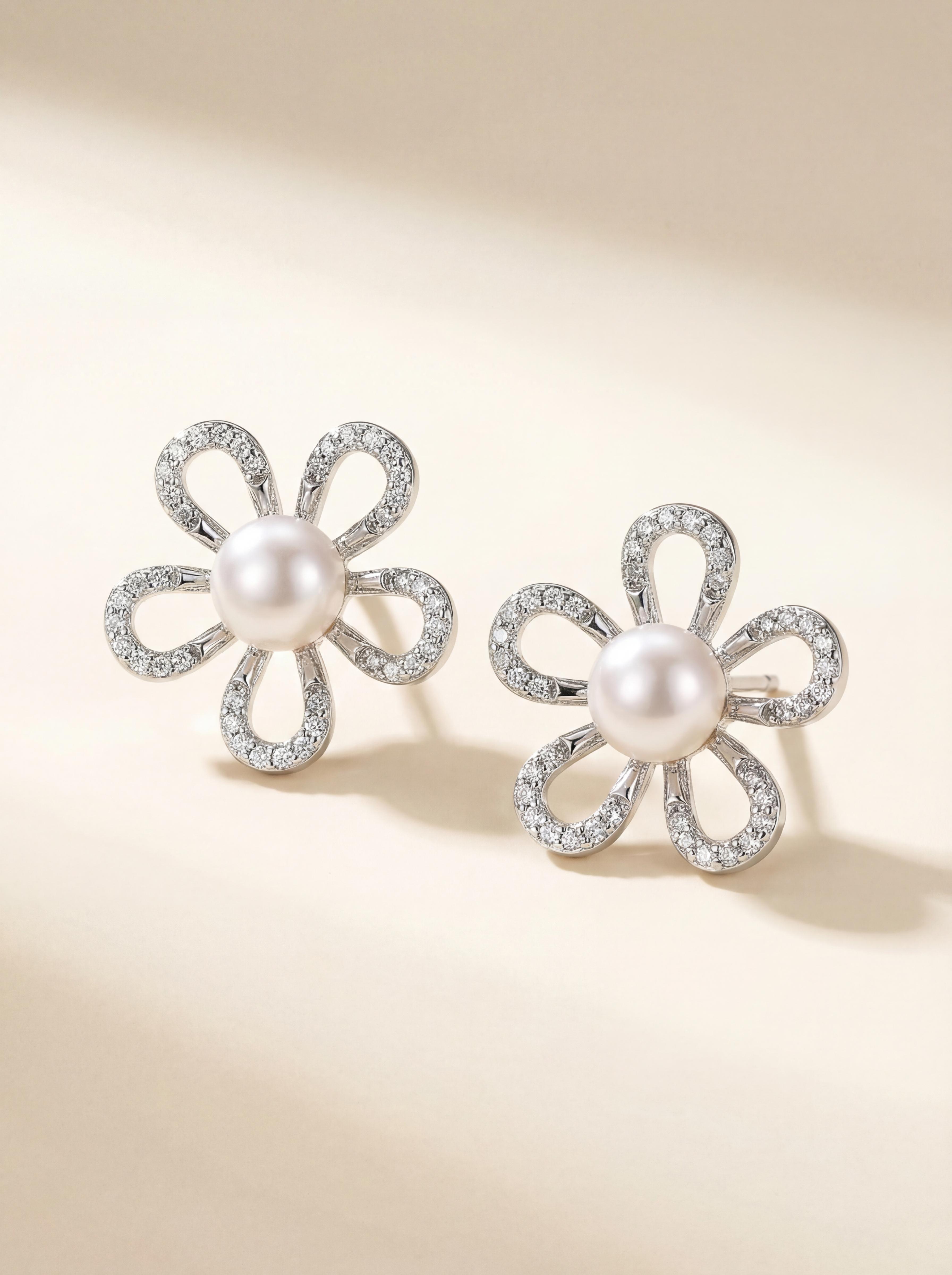 Australian Natural Freshwater Pearl Sunflower Studs - Subtle Shimmer Design