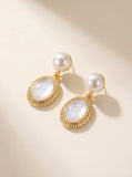 Pearl Muse: Wild Freshwater Pearl & Mother-of-Pearl Drop Earrings with Sterling Silver