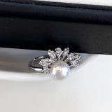 Nature's Whisper Pearl & Zirconia Ring | Adjustable Luxury for Everyday Radiance