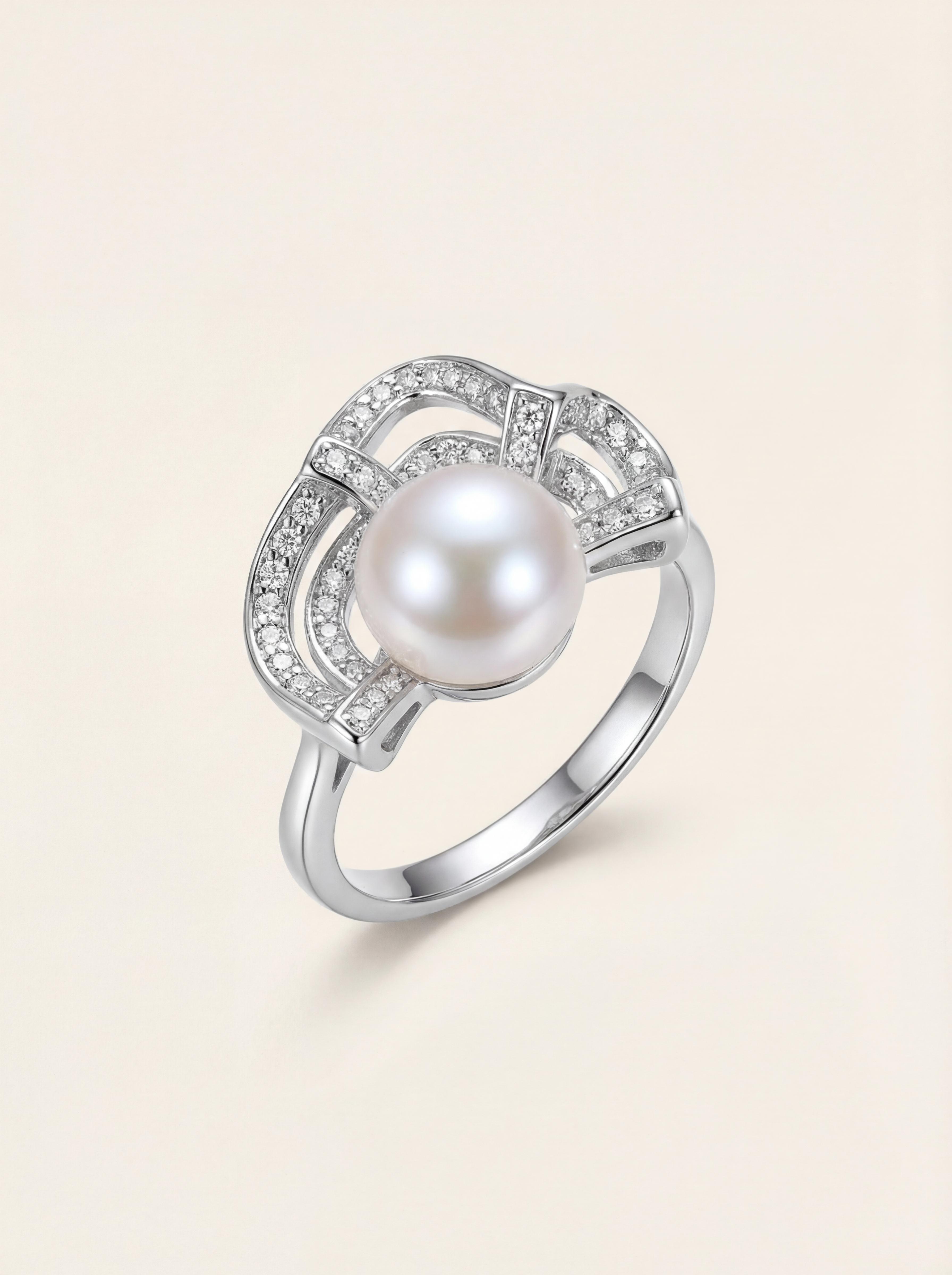 Silk Road Breeze Adjustable Pearl Ring | Natural Freshwater Pearl & Cubic Zirconia Accent