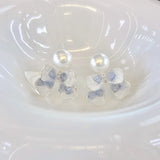Luminous Blue Clover Pearl Stud Earrings: Nature's Whisper in Silver