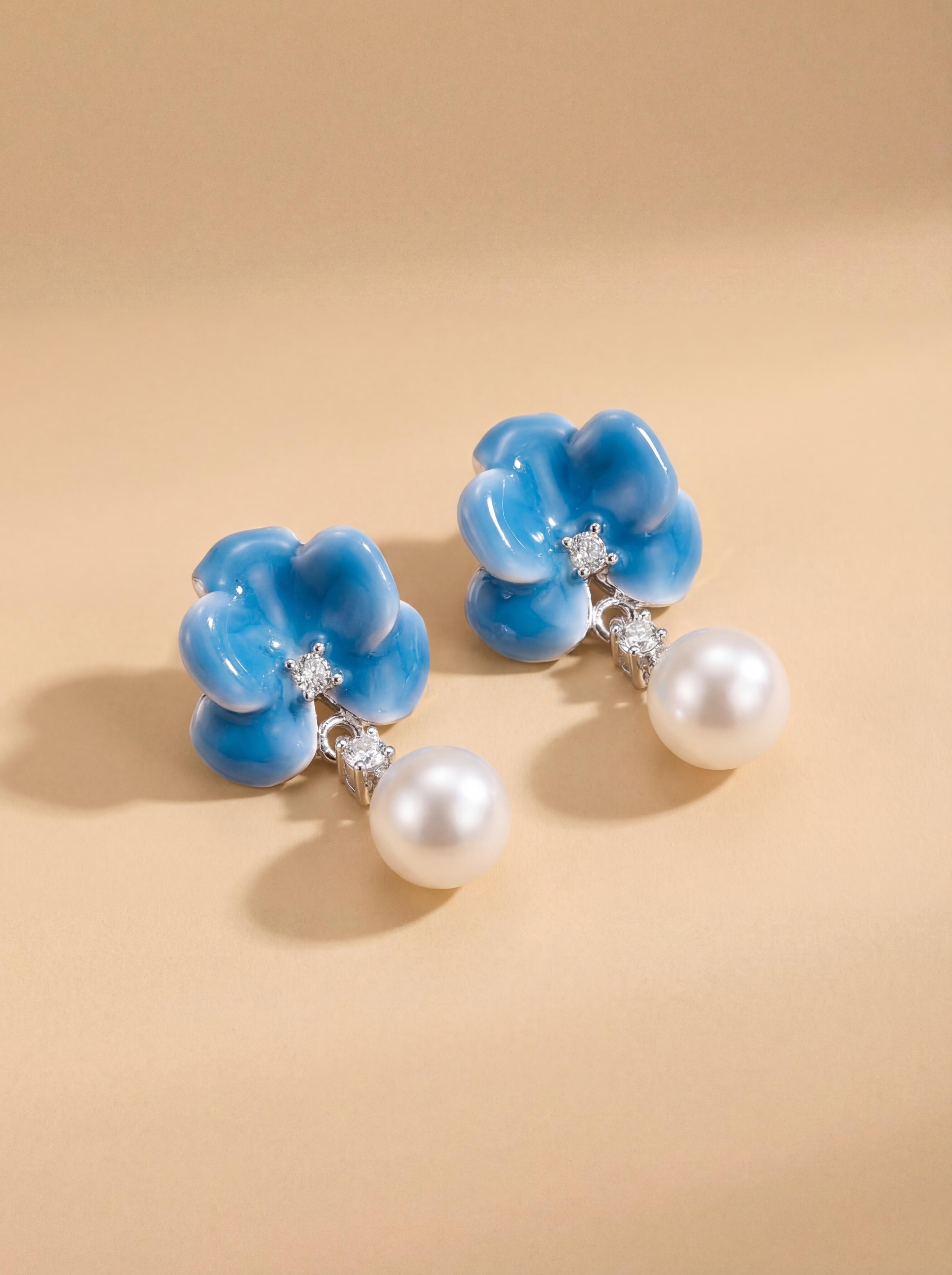 Blue Frost Pearl Earrings