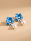 Blue Frost Pearl Earrings