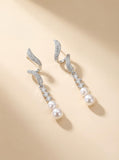 Galaxy Whisper Pearl Drop Earrings - Sleek Dangling Elegance