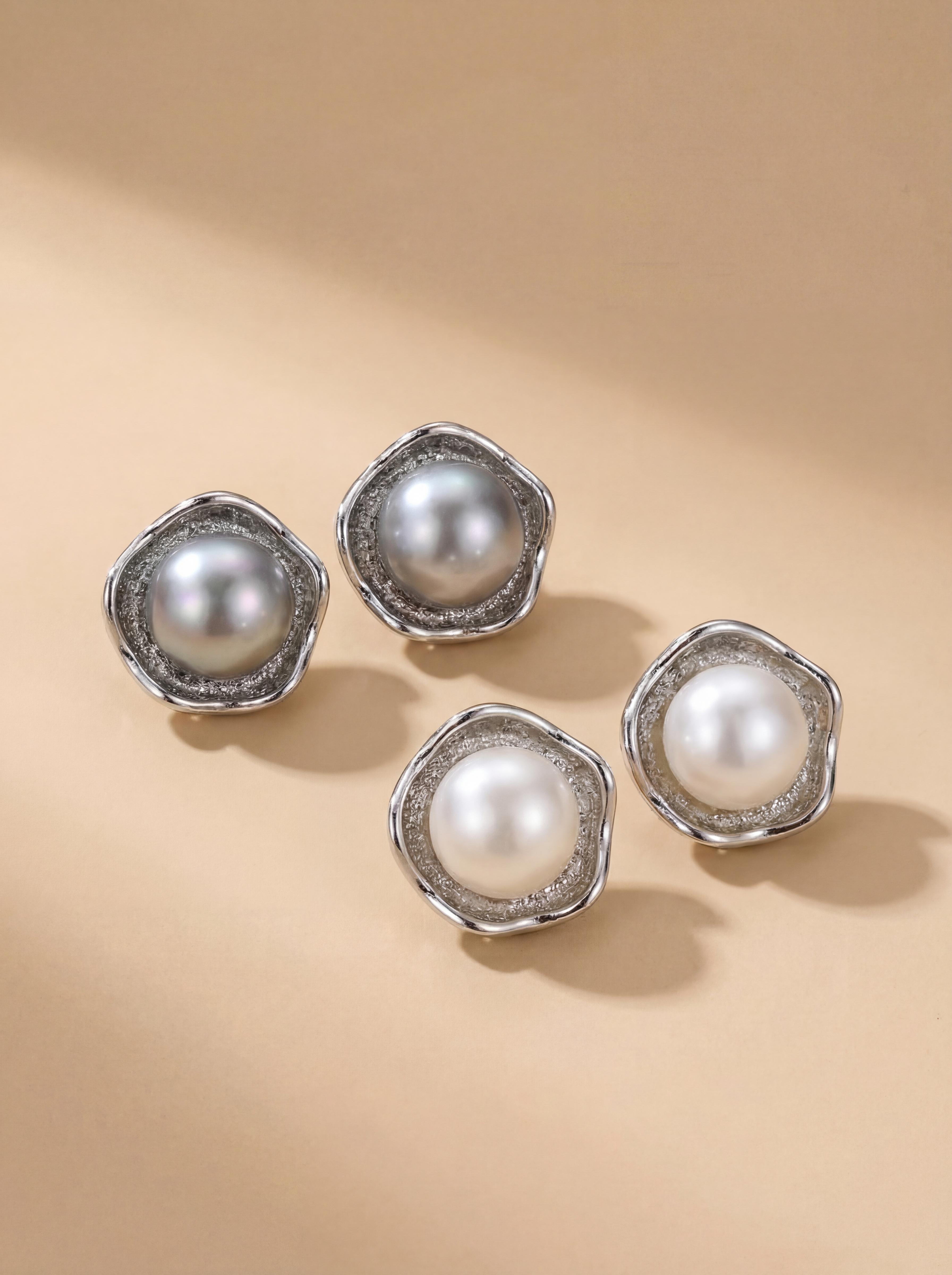Luna Frost Pearl Earrings | Handcrafted Modern Elegance For Everyday
