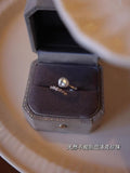 Wild Baroque Pearl Ring with Diamond Accents - Adjustable Handcrafted Jewelry