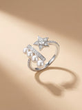 Nested Starfall Duo Ring Set: Freshwater Pearl & Diamond Stackable Rings - Daily Elegance