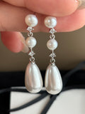 Dewdrop Pearl Earrings | Handcrafted Freshwater Pearls with Fringe & French-Style Chain for Effortless Elegance