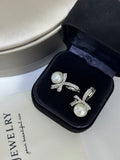 Wild Freshwater Pearl Bow Stud Earrings - Sparkling Tie Design