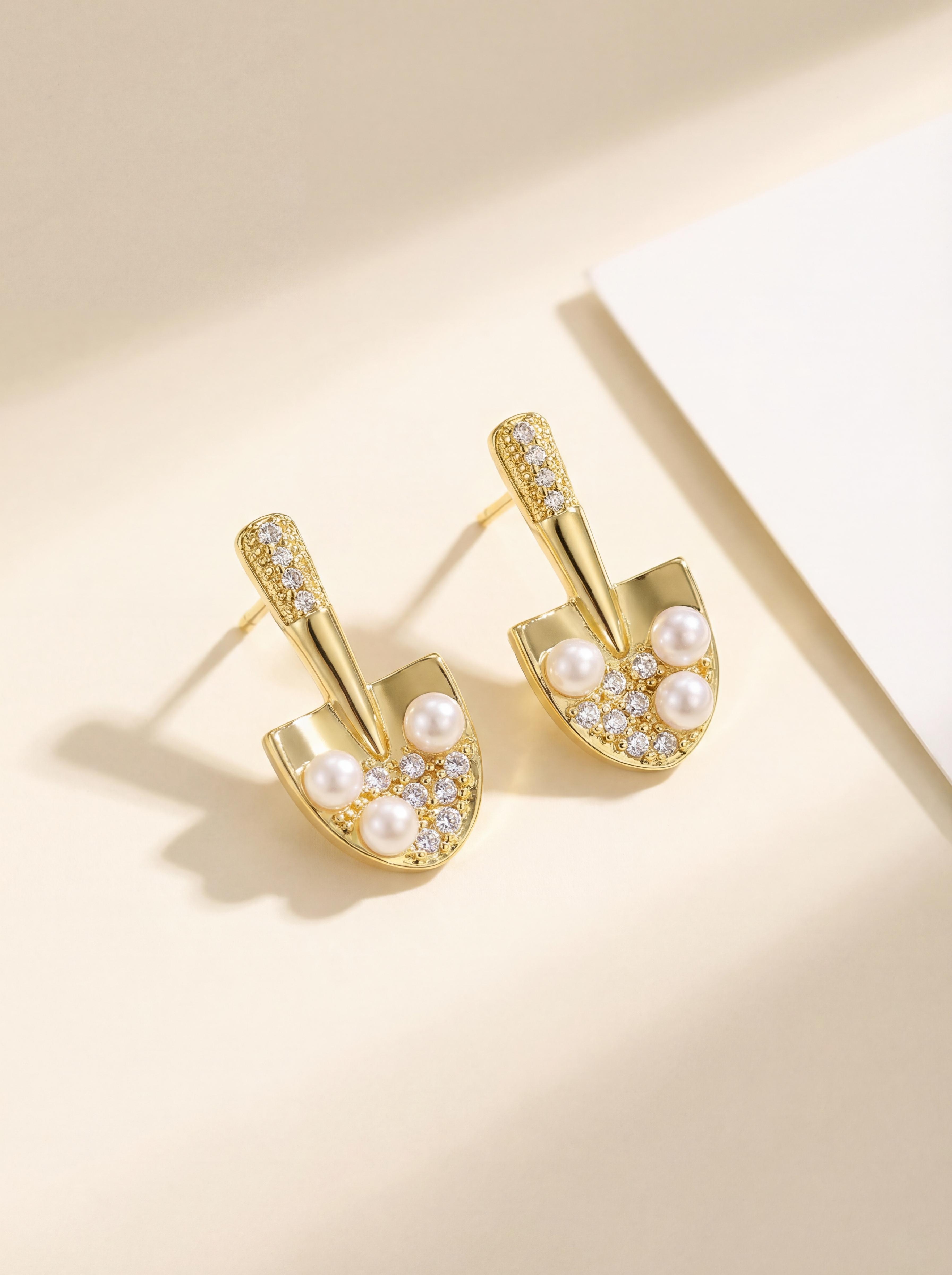 Gilded Treasure Pear Stud Earrings
