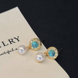 Vintage Sapphire Star & Freshwater Pearl Drop Earrings - Ottoman Elegance Meets Modern Romance