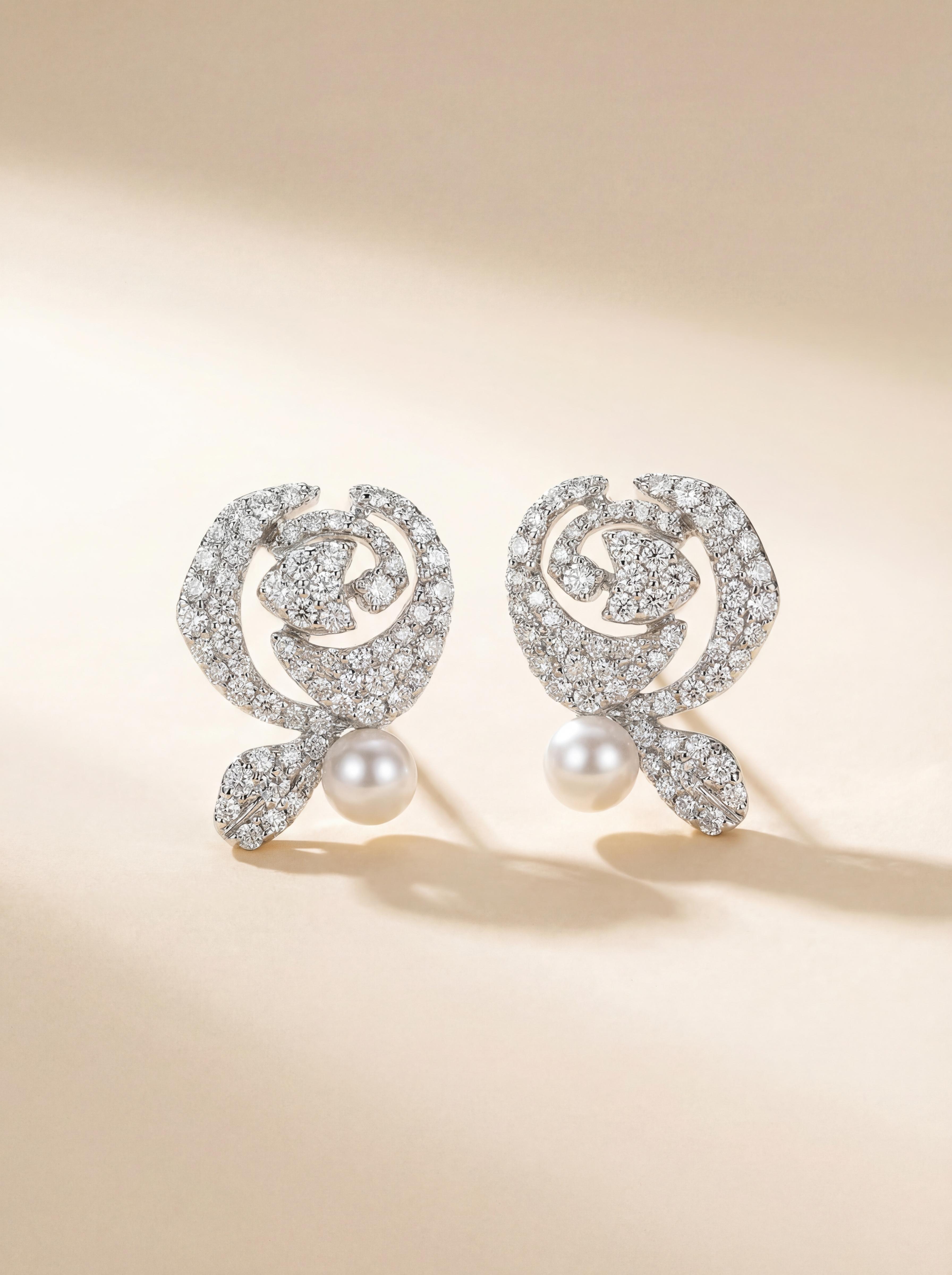 Moonlit Rosette Pearl Earrings by Investors' Choice