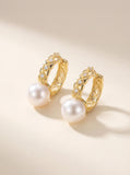 Moonlight Weave Pearl Hoops - Elegance for Everyday Glow Gold