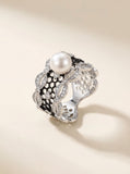 Lace Pearl Ring | Wild Freshwater Pearl | Adjustable Design