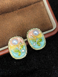 Enchanted Spring Gradient Enamel Pearl Earrings