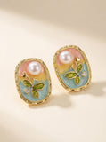 Enchanted Spring Gradient Enamel Pearl Earrings