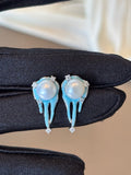 Artisanal Freshwater Pearl Enamel Earrings – Ocean Mist
