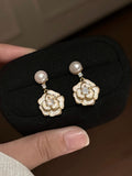 Camellia Whisper Freshwater Pearl Double Petal Earrings