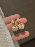 Camellia Whisper Freshwater Pearl Double Petal Earrings