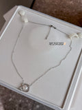 Imperial Texture Freshwater Pearl Pendant Necklace - Liquid Silver Poetry on Collarbone