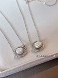 Imperial Texture Freshwater Pearl Pendant Necklace - Liquid Silver Poetry on Collarbone
