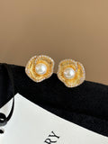 Seaside Whisper Shell & Pearl Stud Earrings