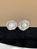 Seaside Whisper Shell & Pearl Stud Earrings Silver