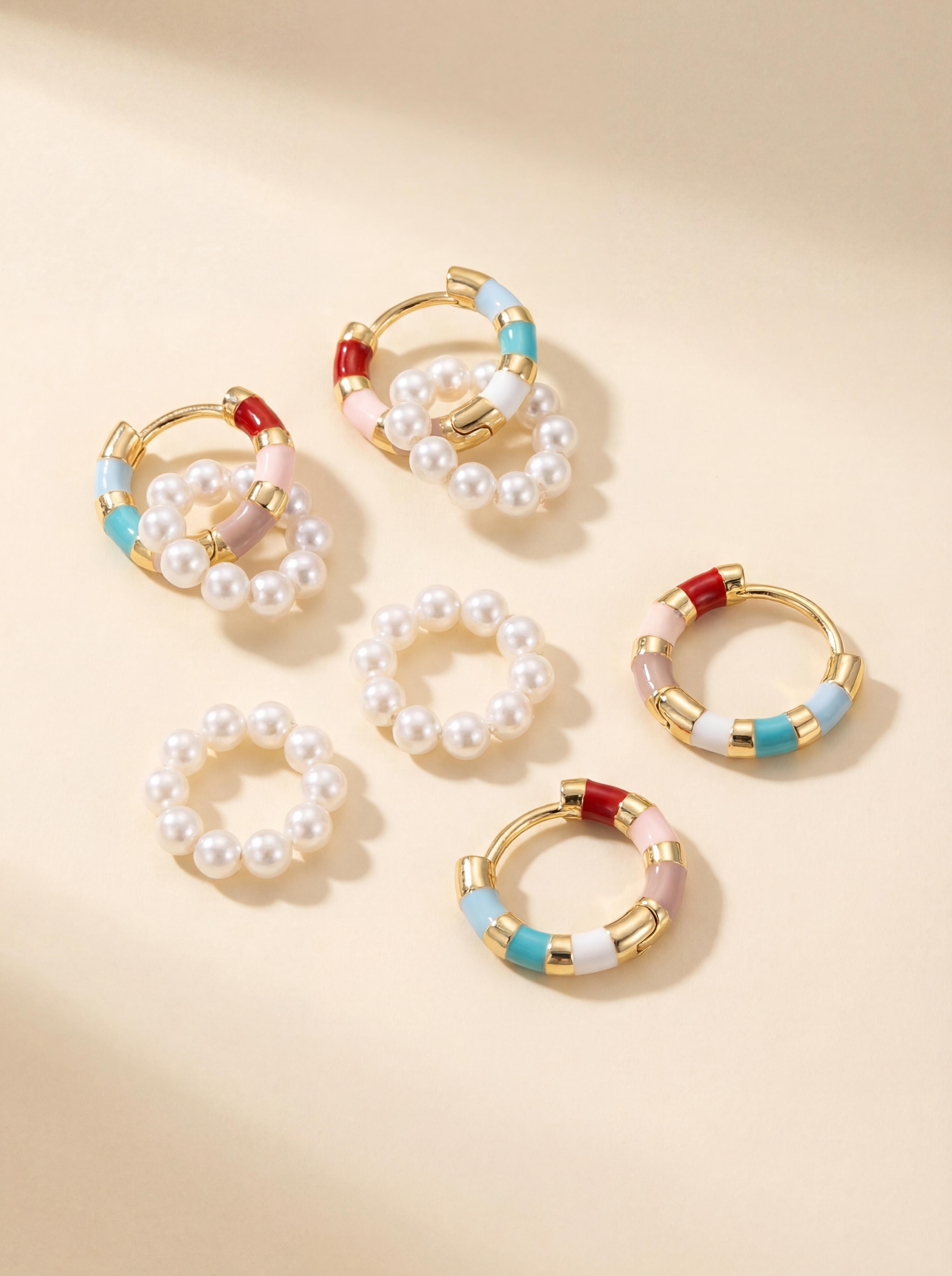 Enamel Donut Pearl Studs | Spring Pastel Collection | Hypoallergenic S925