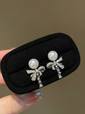 Wild Freshwater Pearl Bow Earrings with Crystal Accents