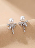 Wild Freshwater Pearl Bow Earrings with Crystal Accents