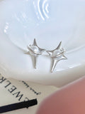 Eternal Starlight Four-Point Star Pearl Stud Earrings Silver