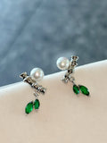 Bamboo Whisper Pearl Stud Earrings with Peridot | Handcrafted Sterling Silver