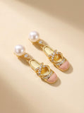 Ballet Slipper Swarovski Crystal Pearl Earrings: Dance in Everyday Light