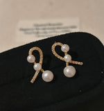 Wild Freshwater Pearl Bow Earrings - Handcrafted Elegance with Micro-Diamonds
