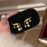 Asymmetrical Lily of the Valley Pearl Earrings - Handcrafted Harmony for Everyday Elegance